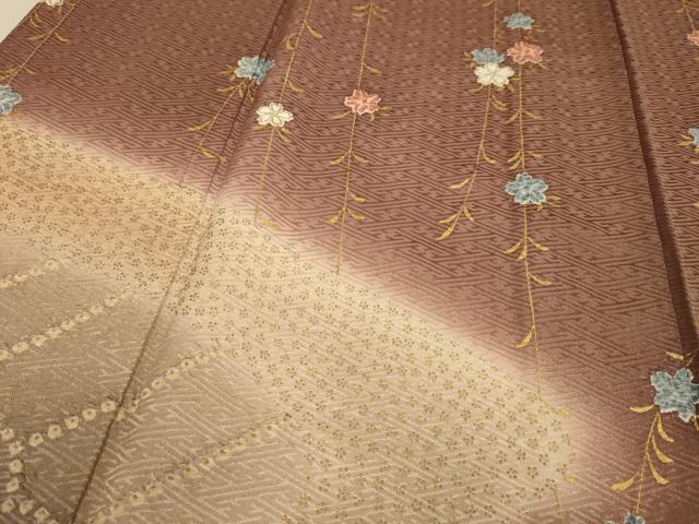 平和屋着物●訪問着　絞り　枝垂れ桜文　暈し染め　金彩　正絹　逸品　DABD6094du 平和屋着物○訪問着 絞り 枝垂れ桜文 暈し染め 金彩 正絹 逸品 DABD6094du