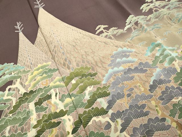 平和屋着物●色留訪問着　友禅　作家物　松　暈し染め　正絹　逸品　DABD6099du
