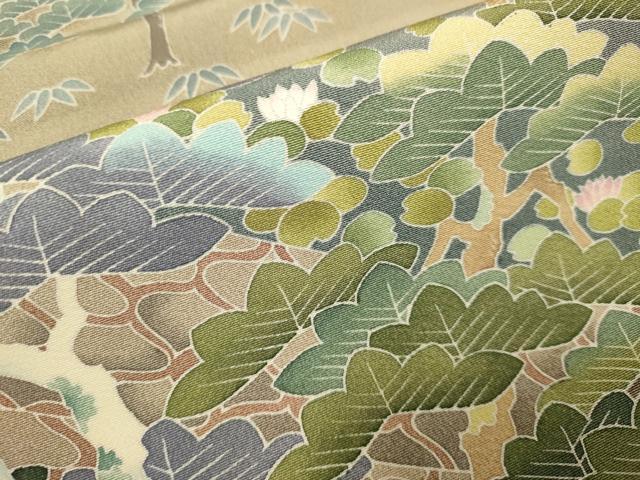 平和屋着物●色留訪問着　友禅　作家物　松　暈し染め　正絹　逸品　DABD6099du
