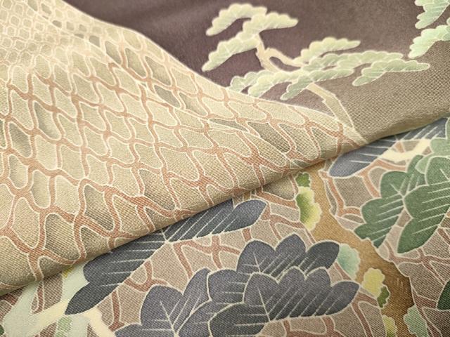 平和屋着物●色留訪問着　友禅　作家物　松　暈し染め　正絹　逸品　DABD6099du