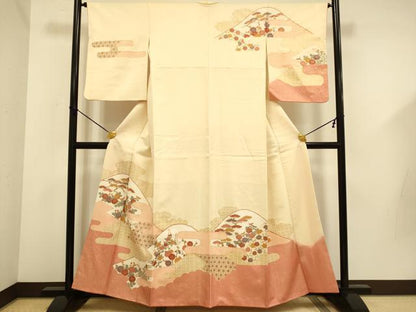 平和屋着物●訪問着　駒刺繍　吉祥花文　金彩　正絹　逸品　DABD6102du
