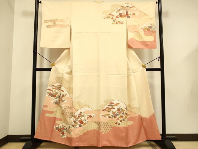 平和屋着物●訪問着　駒刺繍　吉祥花文　金彩　正絹　逸品　DABD6102du
