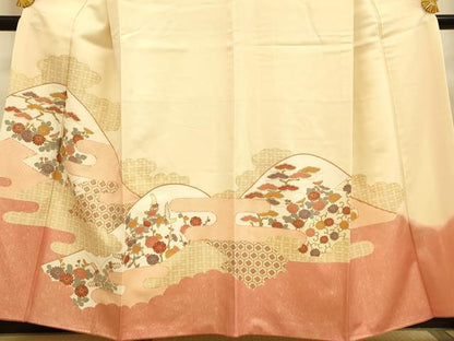 平和屋着物●訪問着　駒刺繍　吉祥花文　金彩　正絹　逸品　DABD6102du