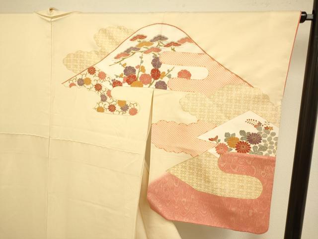 平和屋着物●訪問着　駒刺繍　吉祥花文　金彩　正絹　逸品　DABD6102du