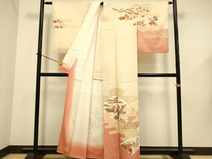 平和屋着物●訪問着　駒刺繍　吉祥花文　金彩　正絹　逸品　DABD6102du