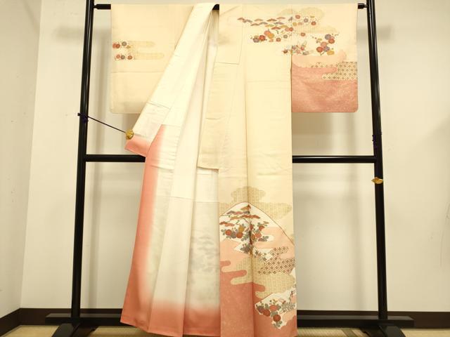 平和屋着物●訪問着　駒刺繍　吉祥花文　金彩　正絹　逸品　DABD6102du