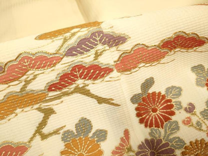 平和屋着物●訪問着　駒刺繍　吉祥花文　金彩　正絹　逸品　DABD6102du