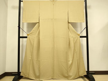 平和屋着物●上質な色無地　花尽くし地紋　枯色　正絹　逸品　未使用　DABD6103du