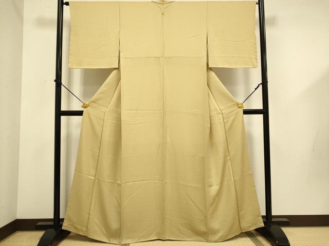 平和屋着物●上質な色無地　花尽くし地紋　枯色　正絹　逸品　未使用　DABD6103du