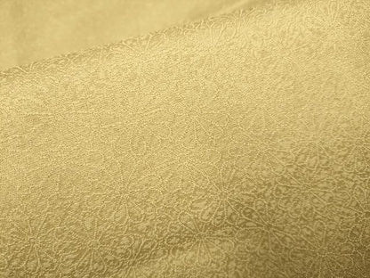 平和屋着物●上質な色無地　花尽くし地紋　枯色　正絹　逸品　未使用　DABD6103du