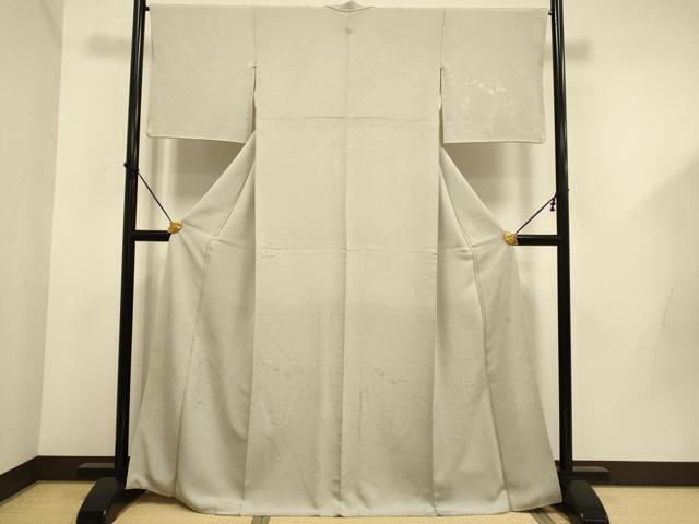 平和屋着物●皇室献上作家　北出与三郎　無地絵羽訪問着　草花地紋　茶鼠色　正絹　逸品　DABD6104du