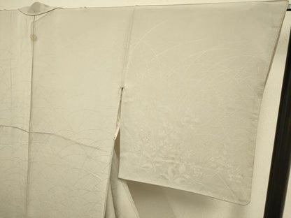 平和屋着物●皇室献上作家　北出与三郎　無地絵羽訪問着　草花地紋　茶鼠色　正絹　逸品　DABD6104du
