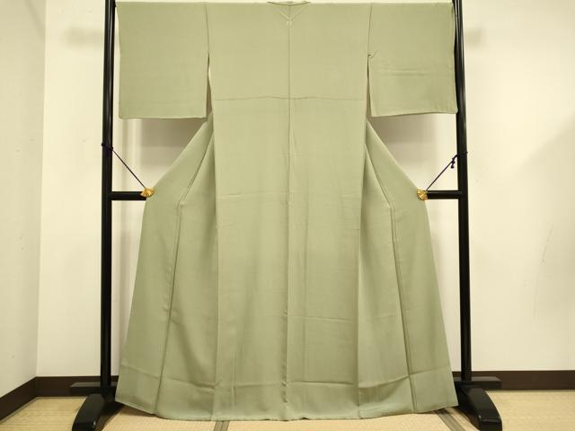 平和屋着物●上質な色無地　鶸茶色　三越扱い　正絹　逸品　DABD6105du