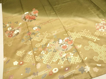 平和屋着物●豪華色留袖　刺繍　吉祥花文　暈し染め　金彩　正絹　逸品　未使用　DABD6107du