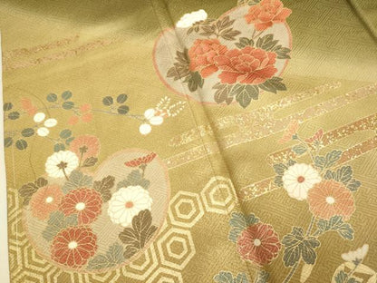 平和屋着物●豪華色留袖　刺繍　吉祥花文　暈し染め　金彩　正絹　逸品　未使用　DABD6107du