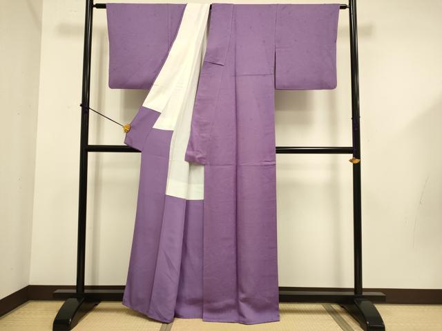 平和屋着物●上質な色無地　花松地紋　古代紫色　正絹　逸品　DABD6109du