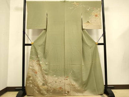 平和屋着物●訪問着　刺繍　雪輪草花文　暈し染め　金彩　やまと誂製　正絹　逸品　DABD6119du