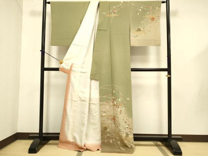平和屋着物●訪問着　刺繍　雪輪草花文　暈し染め　金彩　やまと誂製　正絹　逸品　DABD6119du