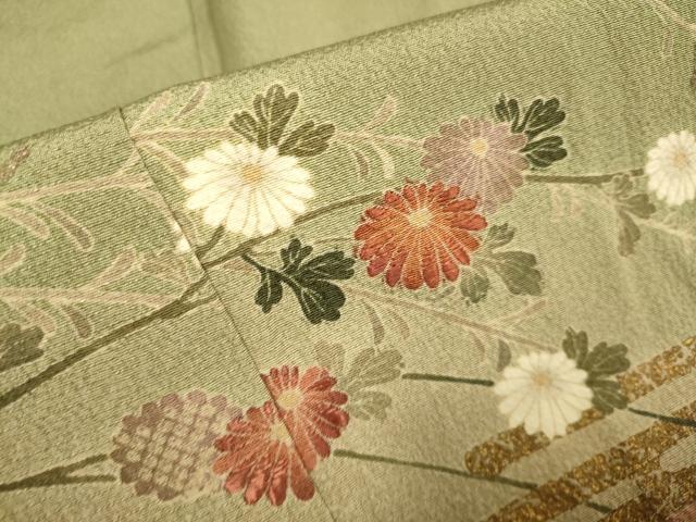 平和屋着物●訪問着　刺繍　雪輪草花文　暈し染め　金彩　やまと誂製　正絹　逸品　DABD6119du