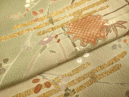 平和屋着物●訪問着　刺繍　雪輪草花文　暈し染め　金彩　やまと誂製　正絹　逸品　DABD6119du