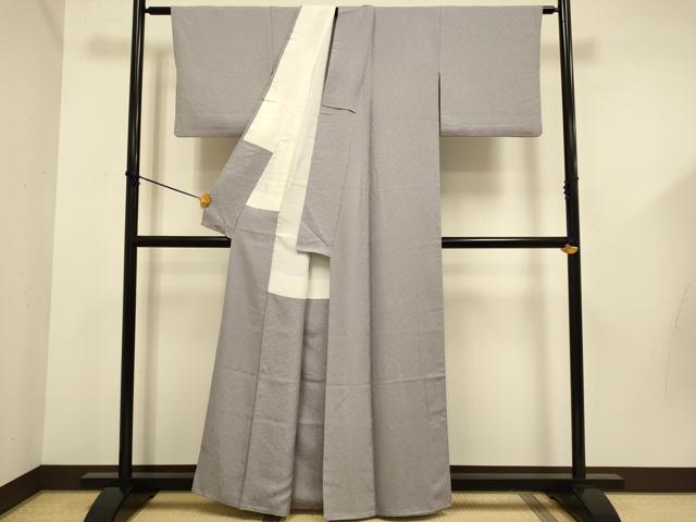 平和屋着物○上質な色無地 桐地紋 鳩羽鼠色 正絹 逸品