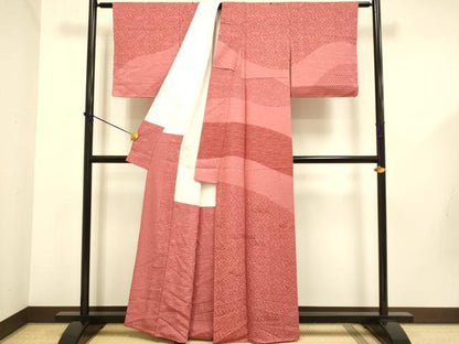 平和屋着物●国際的オートクチュール　デザイナー　君島一郎　KIMIJIMA　訪問着　流水草木文　正絹　逸品　DABD6127du