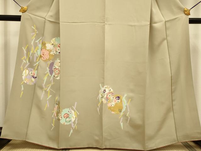 平和屋着物●訪問着　駒刺繍　雪輪花文　金彩　正絹　逸品　DABD6128du