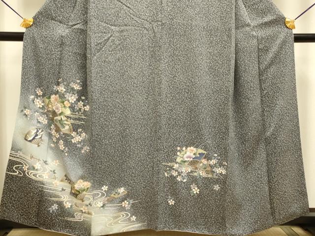 平和屋着物●訪問着　扇面花鳥文　暈し染め　金銀彩　さが美扱い　正絹　逸品　DABD6129du