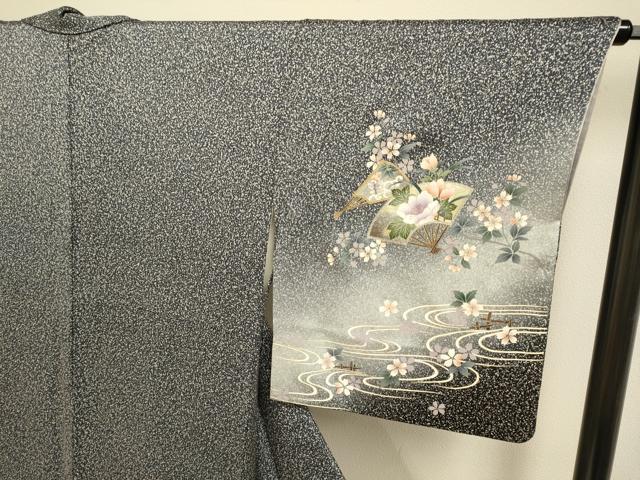 平和屋着物●訪問着　扇面花鳥文　暈し染め　金銀彩　さが美扱い　正絹　逸品　DABD6129du