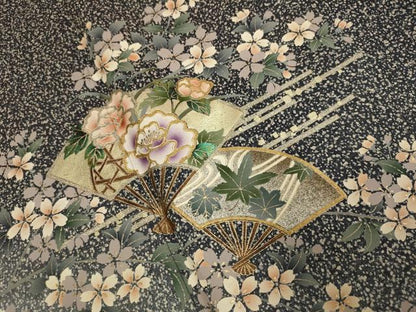 平和屋着物●訪問着　扇面花鳥文　暈し染め　金銀彩　さが美扱い　正絹　逸品　DABD6129du