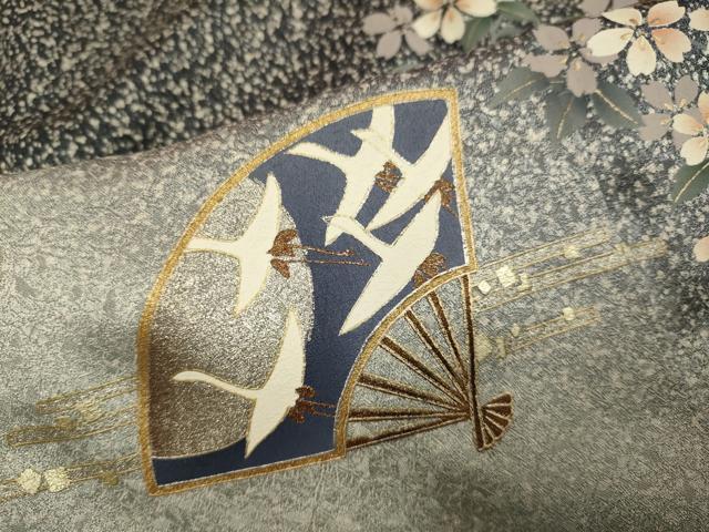 平和屋着物●訪問着　扇面花鳥文　暈し染め　金銀彩　さが美扱い　正絹　逸品　DABD6129du