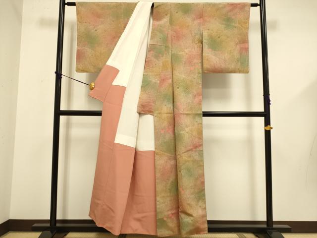 平和屋着物■上質な小紋 枝花文 暈し染め 正絹 逸品 DABD6201du