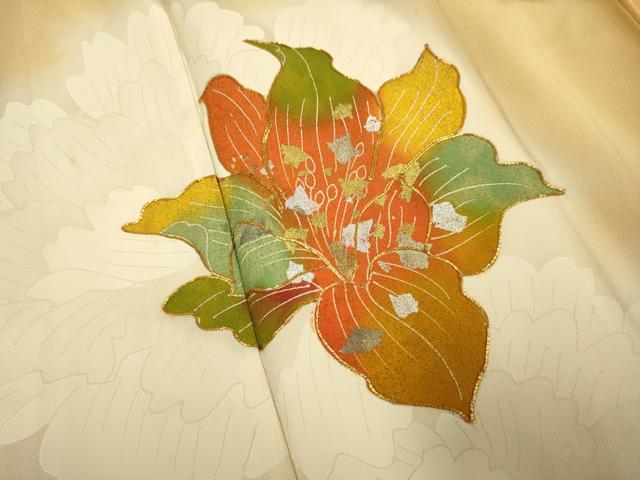 平和屋着物■訪問着 駒刺繍 舞花文 暈し染め 金銀彩 正絹 逸品 DABD6203du