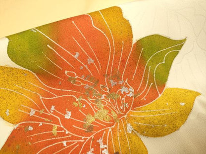 平和屋着物■訪問着 駒刺繍 舞花文 暈し染め 金銀彩 正絹 逸品 DABD6203du