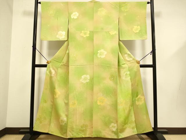 平和屋着物■上質な小紋 地紋起こし 草花文 暈し染め 正絹 逸品 DABD6216du