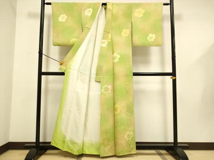 平和屋着物■上質な小紋 地紋起こし 草花文 暈し染め 正絹 逸品 DABD6216du