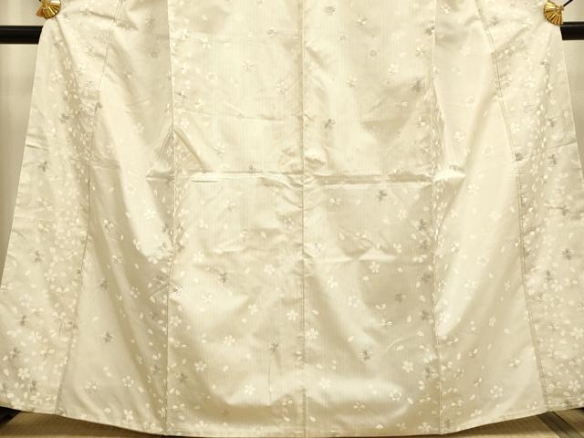 平和屋着物●訪問着　本場縞大島紬　総刺繍　舞桜文　正絹　逸品　DABD6219du