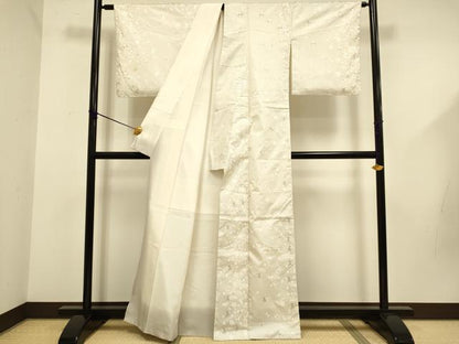 平和屋着物●訪問着　本場縞大島紬　総刺繍　舞桜文　正絹　逸品　DABD6219du