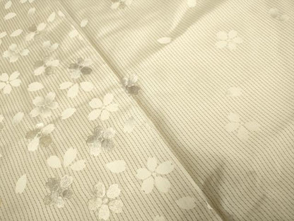 平和屋着物●訪問着　本場縞大島紬　総刺繍　舞桜文　正絹　逸品　DABD6219du