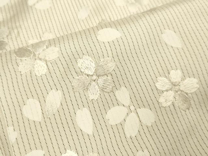 平和屋着物●訪問着　本場縞大島紬　総刺繍　舞桜文　正絹　逸品　DABD6219du