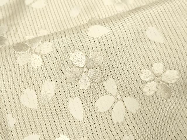 平和屋着物●訪問着　本場縞大島紬　総刺繍　舞桜文　正絹　逸品　DABD6219du