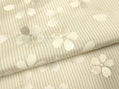 平和屋着物●訪問着　本場縞大島紬　総刺繍　舞桜文　正絹　逸品　DABD6219du
