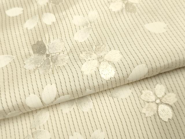 平和屋着物●訪問着　本場縞大島紬　総刺繍　舞桜文　正絹　逸品　DABD6219du