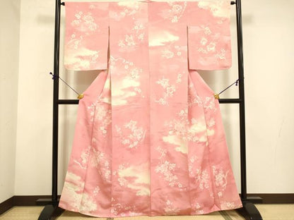 平和屋着物■上質な小紋 手描き 枝花文 正絹 逸品 DABD6328du