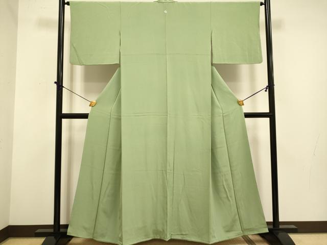 平和屋着物■上質な色無地　麹塵色　正絹　逸品　DABD6344du