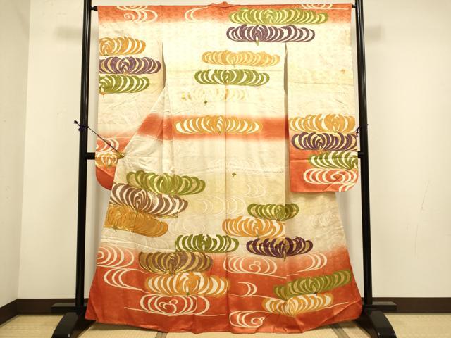 平和屋着物■豪華振袖　駒刺繍　菊　暈し染め　金彩　正絹　逸品　DABD6357du