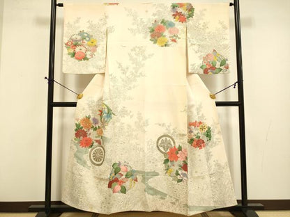 平和屋着物■訪問着 刺繍 草花丸文 金彩 正絹 逸品 DABD6384du