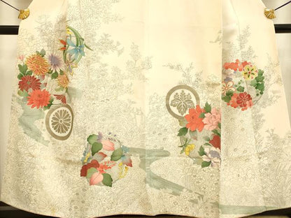 平和屋着物■訪問着 刺繍 草花丸文 金彩 正絹 逸品 DABD6384du