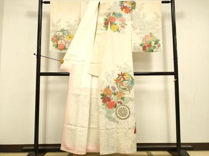 平和屋着物■訪問着 刺繍 草花丸文 金彩 正絹 逸品 DABD6384du
