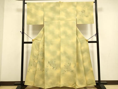 平和屋着物■訪問着 草葉文 暈し染め 正絹 逸品 DABD6393du